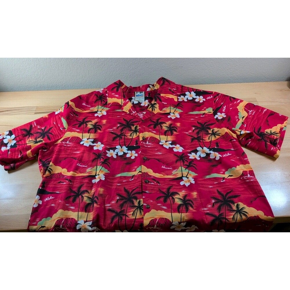 Hawaiian Togs Hawaiian Button Up Shirt Size 3XL Red Island Aloha Tropical